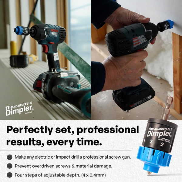 Adjustable DIMPLER ® Drywall Bit | Perfect for Converting Electric and Impact Drills into a Drywall & Deck Screw Gun | Holds the Screw with a Poweful Magnet