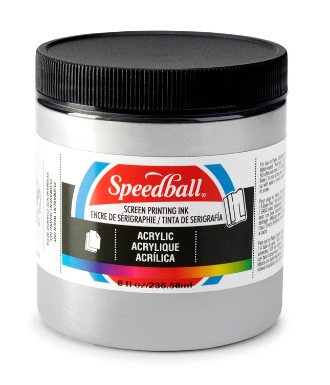 Speedball 4629 00 Acrylic Screen Printing Ink, 8 Fl. Oz., Silver (Pack of 12)