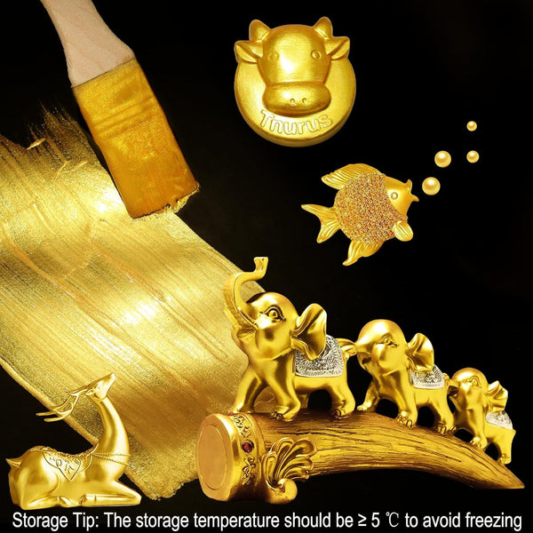 Matio Acrylic Paint Metallic Gold, 120ML Pearlescent Effect Gold Paint, Non Toxic Non Fading Gold Leaf Paint for Art Painting, Handcrafts, Canvas,