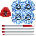 Spin Mop Head, Base, Handle Replacement for O-Ceda RinseClean 2 Tank System,4 Microfiber Mop Refills, 1 Base and 30-58in Handl Set Combo (Blue 2
