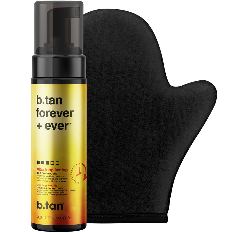 B.Tan Dark Self Tanner Kit | Get Tanned Bundle - Best Mousse W/Tanning Mitt Applicator, 1 Hour Express Sunless Foam, Fast Bronzing Glow, No Fake