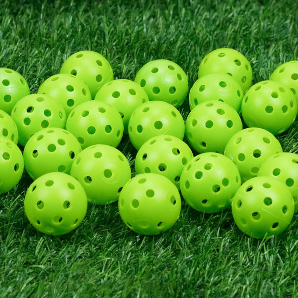 Plastic Golf Balls Practice Limited Flight Golf Training Ball Hollow Swing Practice Indoor Golf Balls with Mesh Drawstring Bag for Backyard