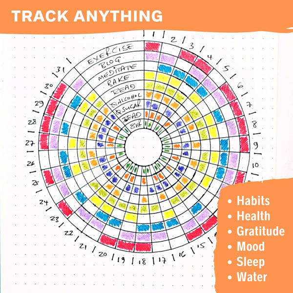 Habit Tracker Stencils - X6 Habit Stencils, Circle Trackers, Monthly Tracking, Gratitude - Get Healthy, Achieve Goals with Journaling Supplies to