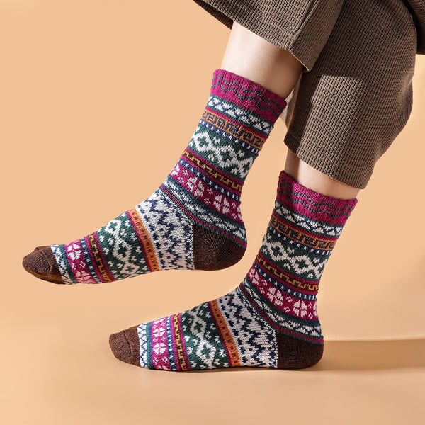 Pleneal Pack Wool Socks for Warm Winter Women Thick Knit Cozy
