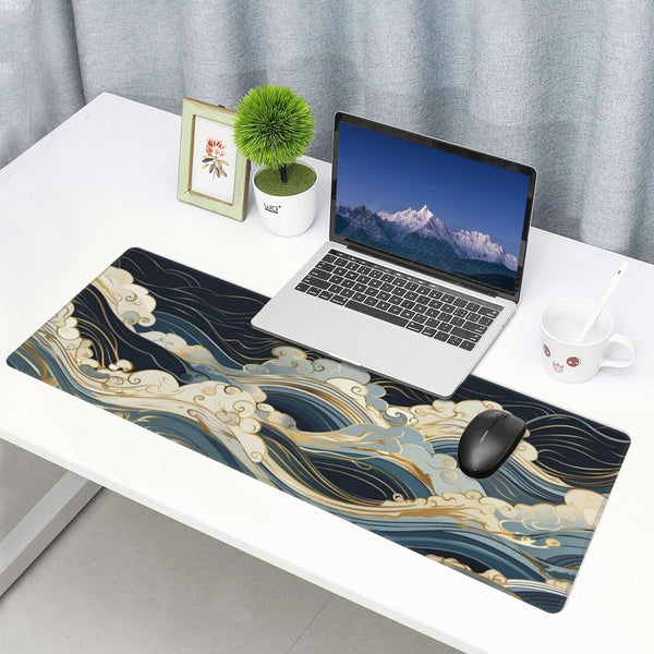 Abstract Marble Gaming Mouse Pad XL, Large Non Slip Rubber Mousepad, Stitched Edges Mouse Pads, Long Extended Mouse Pad,31.5'' X 11.8