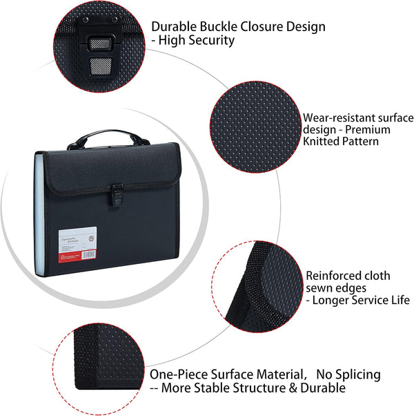 Legal Size 13 Pocket Accordian File Organizer Expanding File Folder for FC A4 Paper, Briefcase File Case with Durable Handle & Buckle Closure for