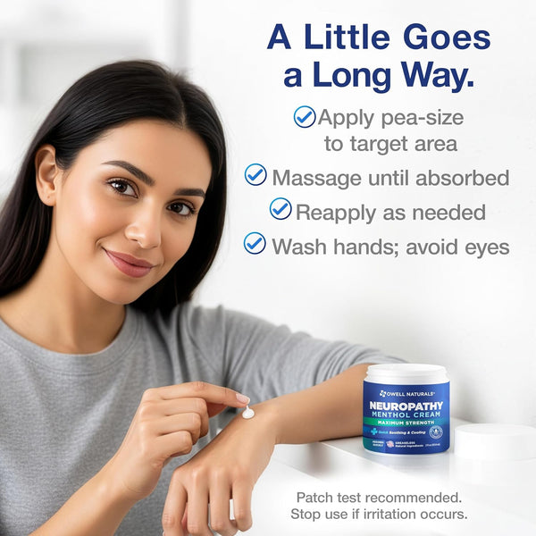 OWELL NATURALS Neuropathy Cream Extra Strength Nerve Relief Cream for Foot, Hands, Legs, Toes with Arnica, Vitamin B6, Aloe Vera, MSM - Made in USA