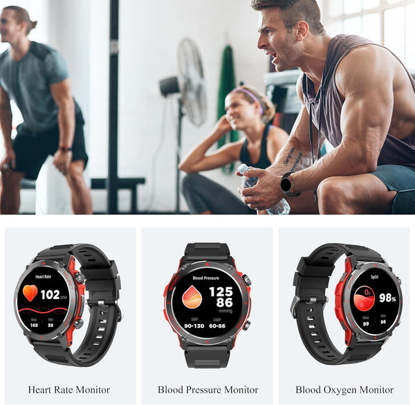 Smart Watch, 1.43''AMOLED 45Mm Military Smartwatch Men Women Answer/Make Call, Digital Fitness Watch, 110+ Sports, Blood Pressure, Heart Rate,
