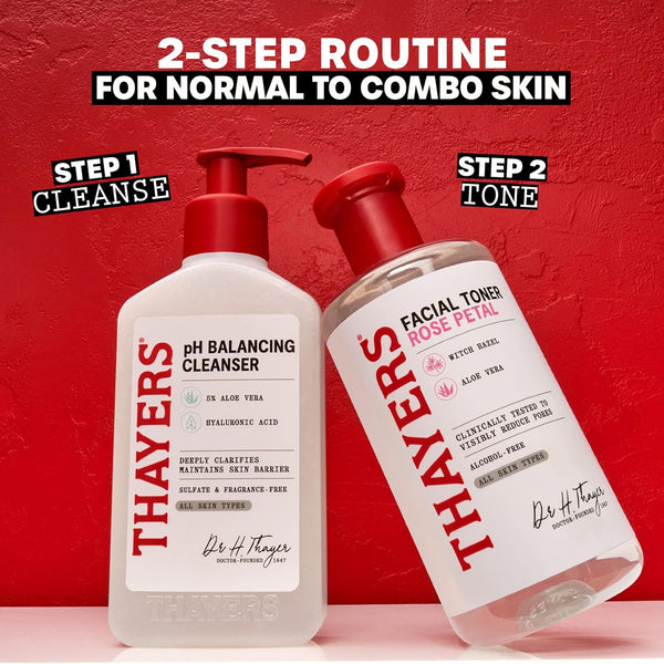 THAYERS Alcohol-Free Rose Petal Witch Hazel Facial Toner for Glowing Skin, Soothing, Hydrating, Refreshing Toner for All Skin Types, 12Oz