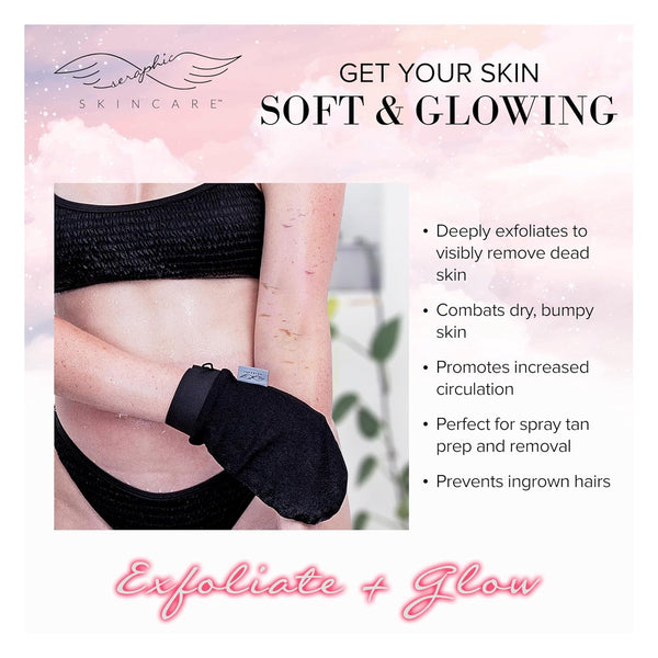 Seraphic Skincare (Original) Premium Exfoliating Mitt for Body (2Pc) â 100% Vegan Viscose Traditional Body Scrub Glove Kessa Korean Washcloth â