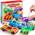 Klever Kits 4 DIY Wooden Race Cars-Build & Paint Your Own Wood Craft Kit, 4 Race Cars Toy, Easy to Assemble Arts Crafts Kit, Birthday Party