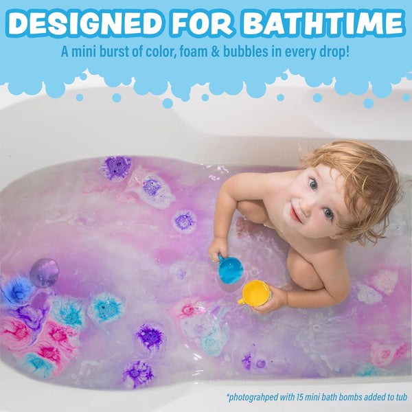 Lil' Bursts Mini Bath Bombs for Kids, 90 Count, Cosmic | Nontoxic | Tiny with a Burst of Color, Foam & Bubbles | Customize with Fun Colors |