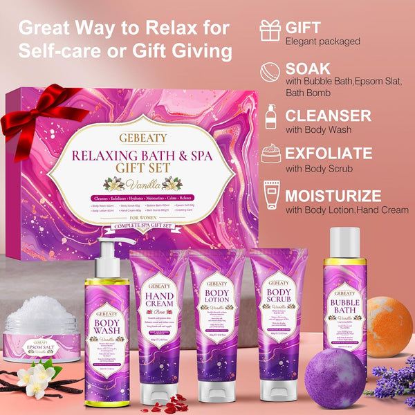 Self Care Gifts for Women,Unique Relaxing Birthday Gifts for Mom Wife Her,Stress Relief Spa Gifts Basket for Mothers Day Sister Friendship,Vanilla