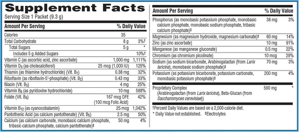 Emergen-C Immune+ Triple Action Immune Support Powder, Betavia (R), 1000Mg Vitamin C, B Vitamins, Vitamin D and Antioxidants, Super Orange â 50