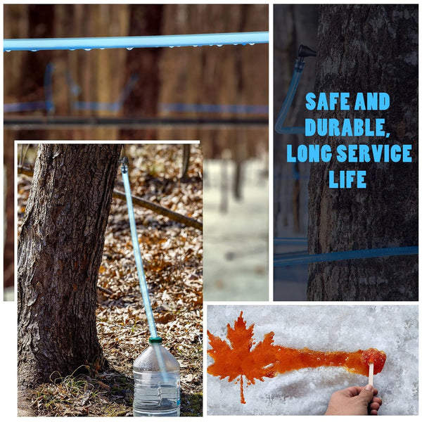 Plastic Maple Tree Taps - 50 Feet Tubing Line with 10 Pieces for Maple & Birch Syrup Supplies