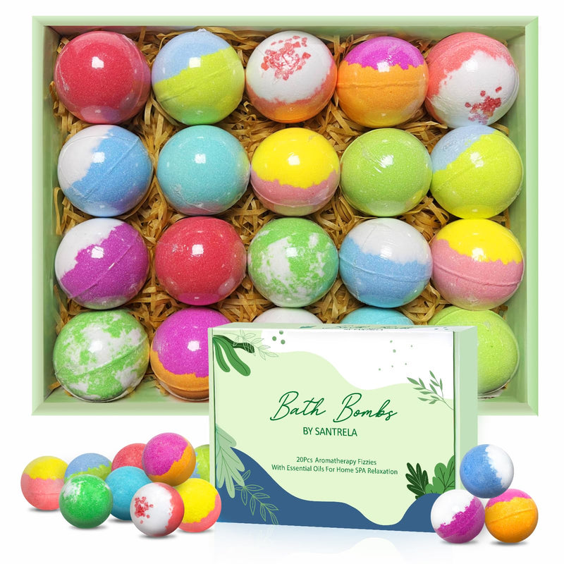 Bath Bombs for Women Gift Set, 20 Organic Bath Bombs with Essential Oil, Handmade SPA Bubble Bath for Relaxing, Gift for Her/Him, Women, Girls,
