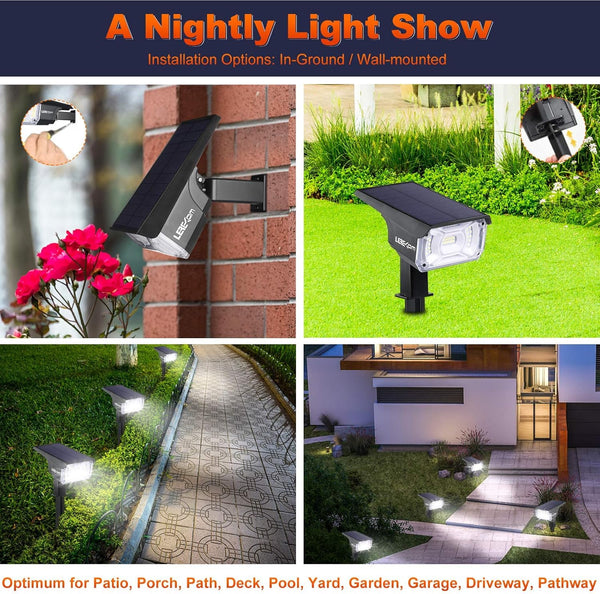 Solar Spot Lights, IP65 Waterproof 40 Leds Landscape Spotlights,Usb & Solar Powered Wall Lights Dark Sensing Auto On/Off,3 Modes Outdoor Solar