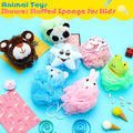 Boao 8 Pieces Kids Bath Loofahs Animal Bath Sponge Cartoon Shower Loofahs Cute Pouf Mesh Body Loofah Colorful Body Scrubber Shower Balls for Boys