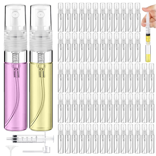 60PCS 5Ml Mini Spray Bottle, Portable Clear Plastic Spray Bottle, Empty Fine Mist Refillable Perfume Atomizer, Small Sample Containers for