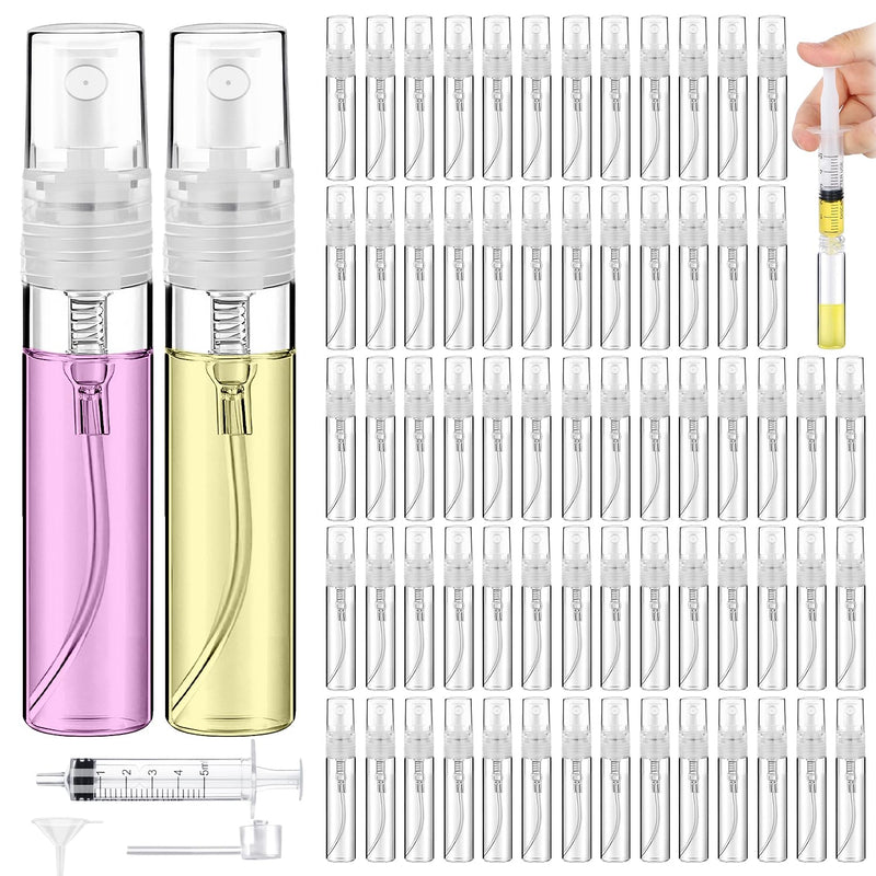 60PCS 5Ml Mini Spray Bottle, Portable Clear Plastic Spray Bottle, Empty Fine Mist Refillable Perfume Atomizer, Small Sample Containers for