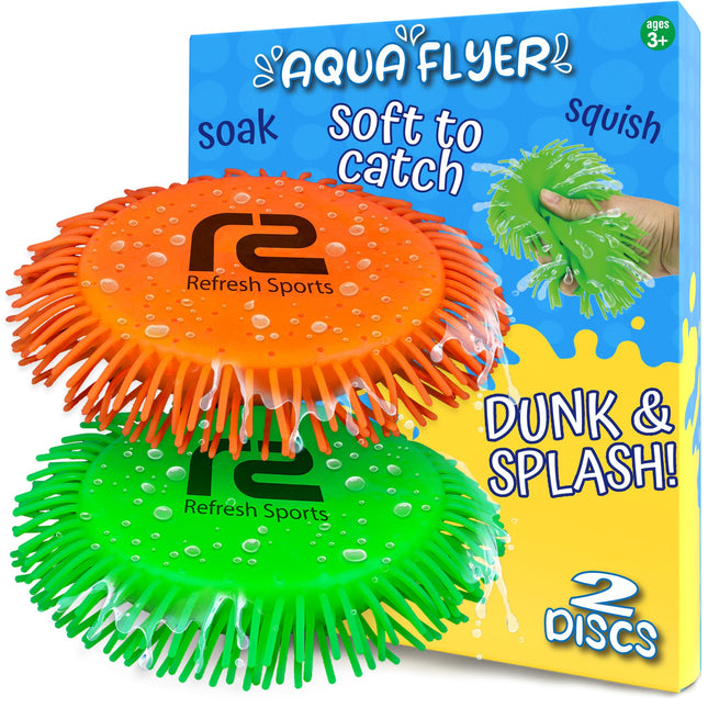 Water Flying Discs for Kids: Soft Sports Disc 2 Pack - Soaks the Target on Impact - Best Swimming Pool Toys & Beach Wate