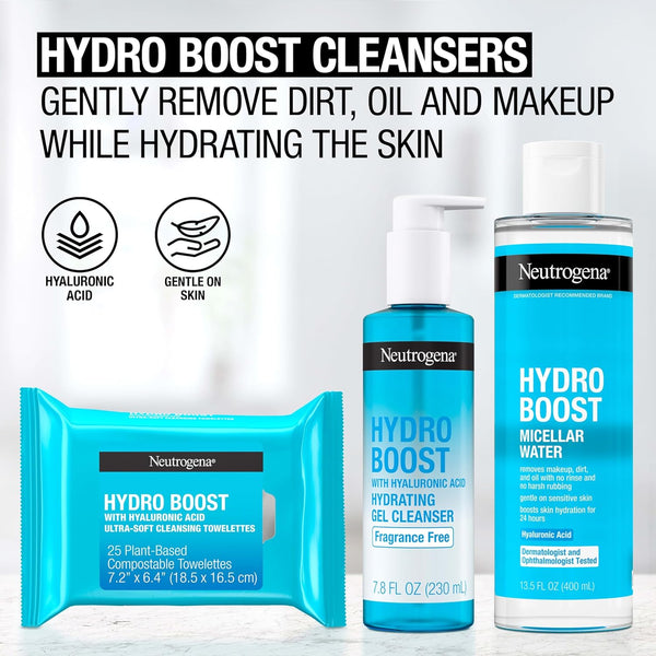 Neutrogena Hydro Boost Micellar Water with Hydrating Hyaluronic Acid, Micellar Cleansing Water for Sensitive Skin Removes Makeup, Dirt & Oil,