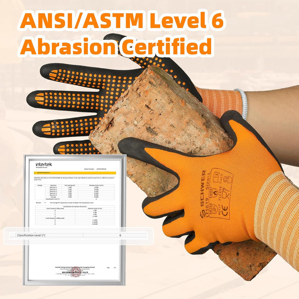 Schwer 3 Pairs LT5619 Work Gloves Micro-Foam Nitrile Coated, Level 4 Abrasion Resistant Nylon Working Gloves with Micro Dot Grip for Men Women,