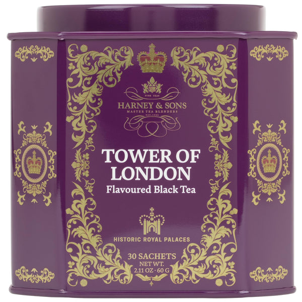 Harney & Sons Tower of London Black Tea with Vanilla, Black Currant, Caramel, and Honey | 30 Sachets, Historic Royal Palaces Collection