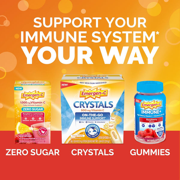 Emergen-C 1000Mg Vitamin C Powder for Daily Immune Support Caffeine Free Vitamin C Supplements with Zinc and Manganese, B Vitamins and