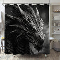 Dragon Shower Curtain for Bathroom, Black and White Boho Shower Curtain Set, Animal Fabric Modern Waterproof Bathroom Decor with 12 Hooks 72X72In