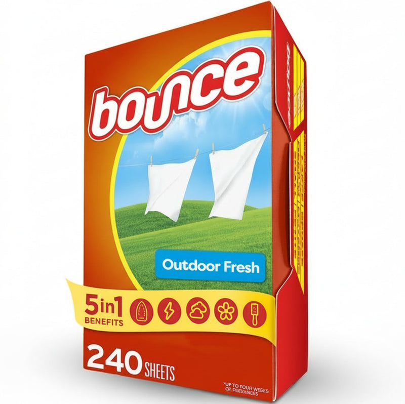 Bounce Dryer Sheets Laundry Fabric Softener, Outdoor Fresh Scent, 240 Count