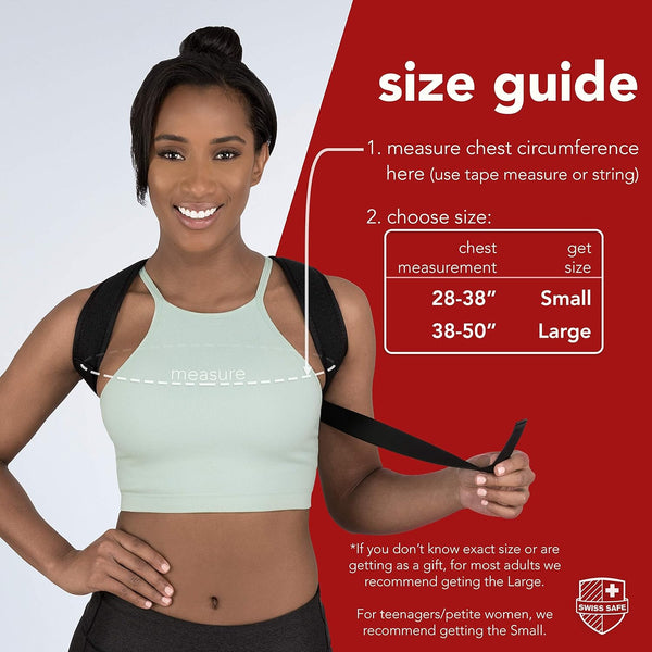 Swiss Safe Posture Corrector for Men/Women - Stylish & Discreet Ergonomic Back Straightener Brace for Proper Posture & Spinal Pain Relief -