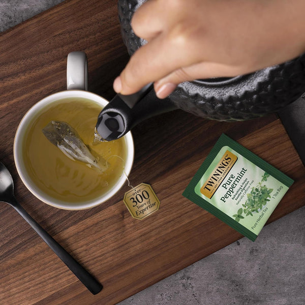 Twinings Pure Peppermint Tea - Naturally Caffeine Free, Refreshing Mint Herbal Tea Bags Individually Wrapped, 50 Count