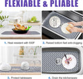 JUSTOGO Silicone Sink Protector, Non-Slip Heat Resistant Kitchen Sink Mat Grid Accessory, Center Drain (24.8"X 13"), Grey