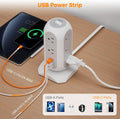 Tower Power Strip Flat Plug with 11 Outlets 3 USB (1 USB C), TESSAN Surge Protector Tower 1625W/13A,1050J Protection, 6 Feet Extension Cord with