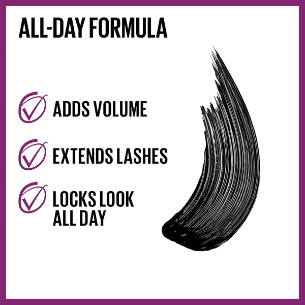 Maybelline the Falsies Lash Lift Washable Mascara Volumizing, Lengthening, Lifting, Curling, Multiplying, Eye Makeup, Blackest Black, 1 Count
