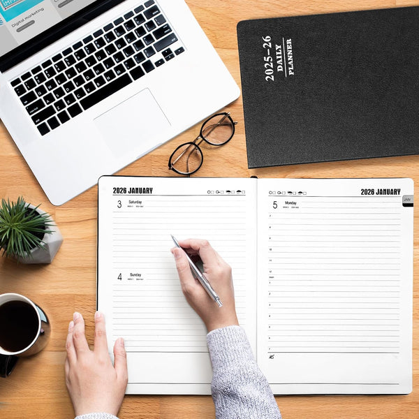 KESOTE Large Daily Planner 2025-2026 Full Page per Day, Hourly Schedule 8.5" X 11" Academic Diary Day Planner 12 Month (July 2025 - June 2026),