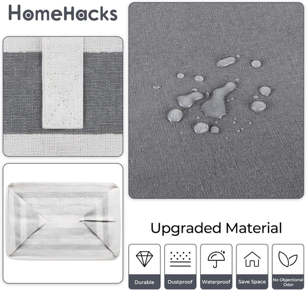 Homehacks 2 Pack Large Laundry Baskets, Waterproof, Freestanding Laundry Hampers, Collapsible Clothes Hamper with Reinforced Handles in Laundry