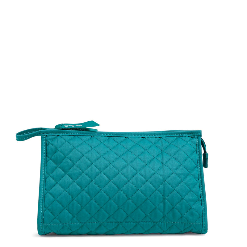 Vera Bradley Women'S Cotton Trapeze Cosmetic Makeup Organizer Bag, Forever Green - Recycled Cotton, One Size