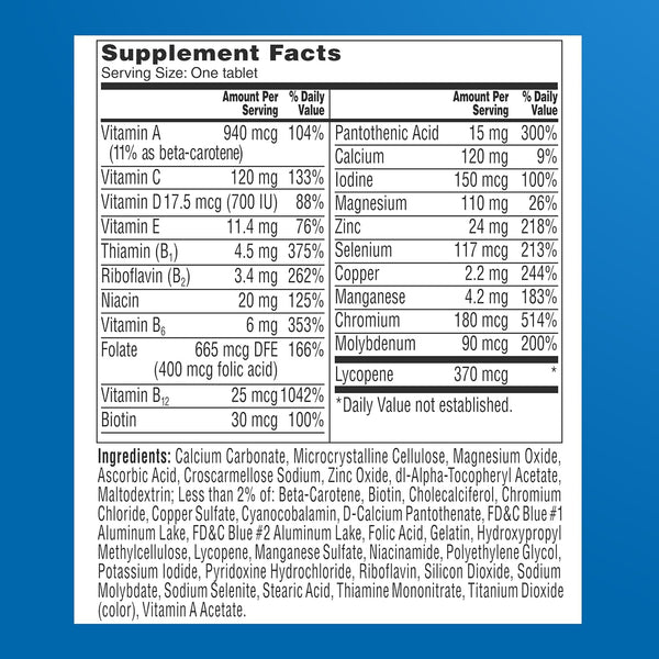 One A Day Men’s 50+ Healthy Advantage Multivitamin, Multivitamin for Men with Vitamins A, C, E, B6, B12, Calcium and Vitamin D, Tablet, 200 Count