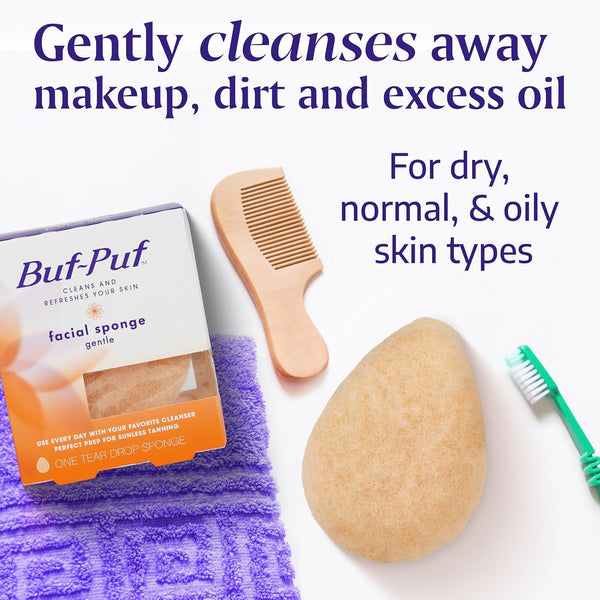 Buf-Puf Gentle Facial Sponge, Dermatologist Developed, Removes Deep down Dirt & Makeup That Causes Breakouts and Blackheads, Reusable,