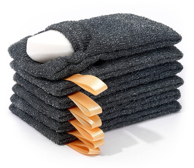 6-Pack Soap Pocket Exfoliating Soap Saver Pouch, Body Scrubber Rough Sponge Exfoliator for Bath or Shower, Gray Mesh Bar