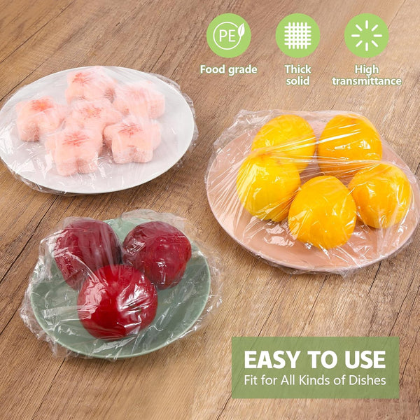Plastic Bowl Covers 100Pcs Elastic Reusable, Shower Caps for Sourdough Bread Proofing, Outdoor Food Covers to Keep Bugs Away, Stretch Bowl Covers