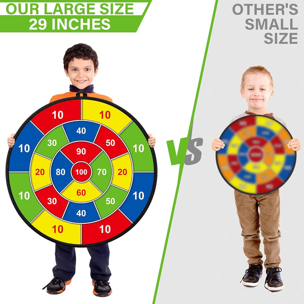 Large Dart Board for Kids, Kids Double-Sided Dart Board with Sticky Balls and Darts, Indoor/Outdoor Sport Fun Party Play Game Toys, Gifts for 3 4