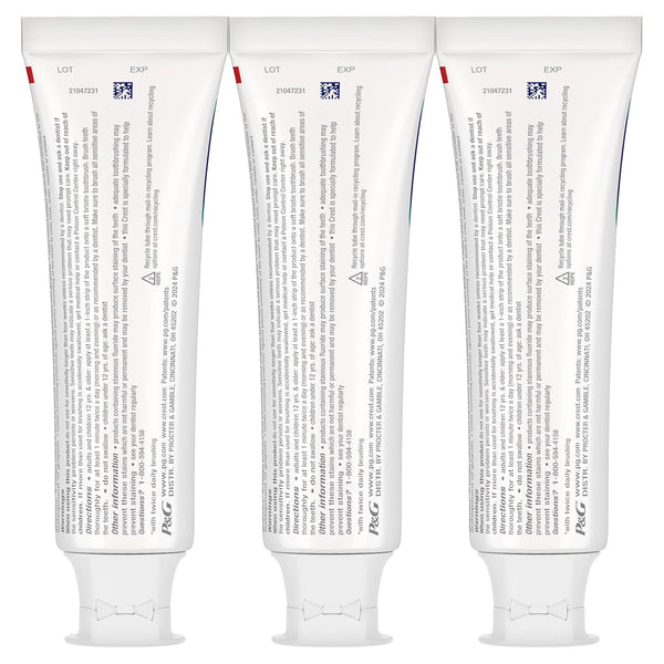 Crest Pro-Health Gum Detoxify plus Toothpaste 4.5 Oz Pack of 3 - Antibacterial Fluoride Toothpaste, Sensitivity Protection, Whitens Teeth,