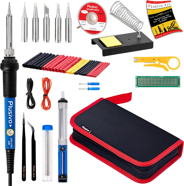 Soldering Iron Kit, 60W Soldering Iron, 5 Soldering Iron Tips, 21-In-1 Adjustable Temperature, Solder Wire, Stand, Desol
