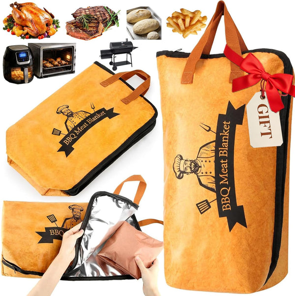 BBQ Blanket for Resting Meat,Smoker Accessories Meat Insulated Blanket, Reusable Grilling Meat Resting Bag with Wide Mouth for Large Brisket/Pork