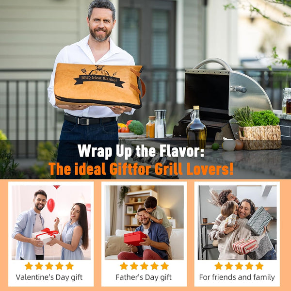 BBQ Blanket for Resting Meat,Smoker Accessories Meat Insulated Blanket, Reusable Grilling Meat Resting Bag with Wide Mouth for Large Brisket/Pork