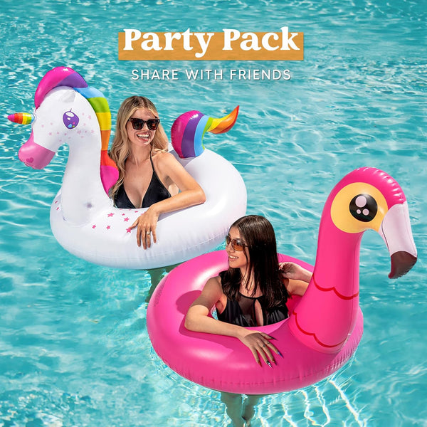 JOYIN 2-Pack Flamingo Unicorn Pool Float - Fun Floaties Inflatable Swimming Pool Tubes Toys Party Decorations, Summer Vacation Lake Beach Floaty