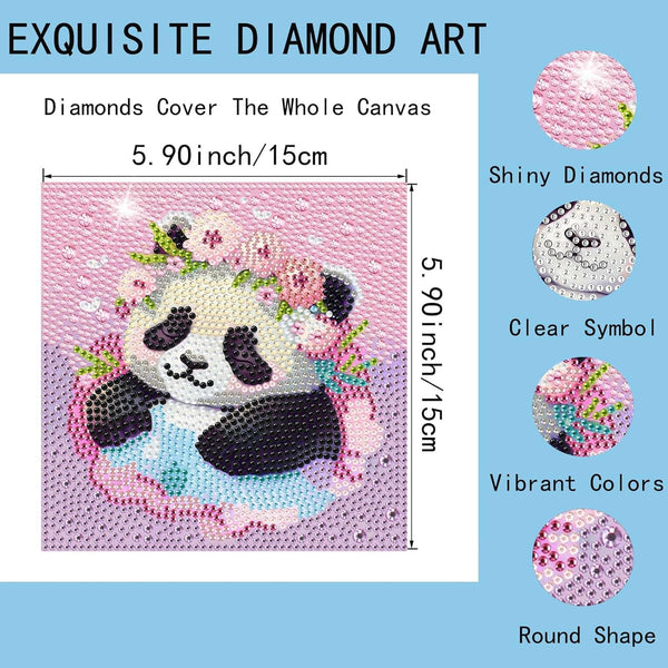 ZHUDENGXJL 6 Packs Diamond Art Painting Kits for Kids Animal, DIY Diamond Art Mosaic Kits for Kids Ages 6-12 Beginner Gem Art and Arts and Crafts